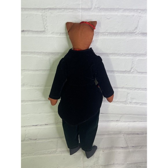Vintage Anthropomorphic Cat Kitten Stuffed Plush Doll Fabric Velvet Dress Suit - Picture 5 of 7